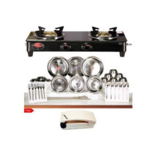 500 Suryaflame Cooktop With 54 pcs Dinner Set Mahabachat Combo-2 Burner