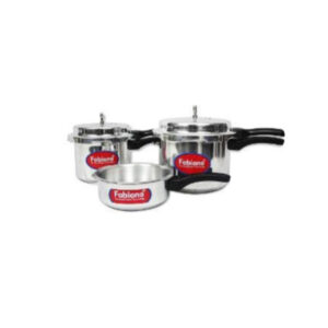 Fabiano Aluminium Pressure Cooker (Set of 3) 2L, 3L & 5L Cookers With 2 Lids