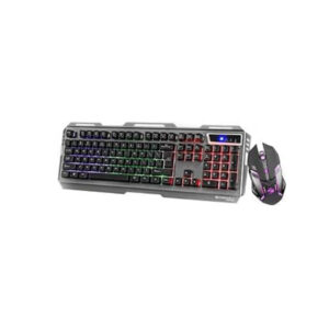 Keyboard and Mouse Combo,Braided Cable,Durable Al  body,Multimedia keys and Gaming Mouse with 6 Buttons,  Multi-Color LED Lights, High-Resolution Sensor with 3200  DPI(Black)