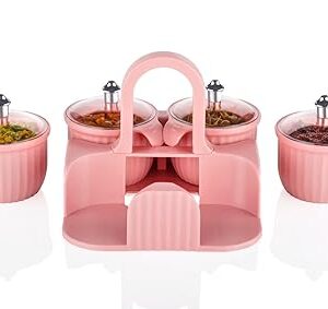 Flyup Container Tray Box For Dry Fruit Aachar Mukhwas | 4 Pc Jar Set | Kitchen Storage | Multipurpose Item For Gift Green Color - Plastic  Brand	FLYUP Colour	Green Material	Plastic Material Feature	BPA Free Product Dimensions	25L x 15W x 9H Centimeters