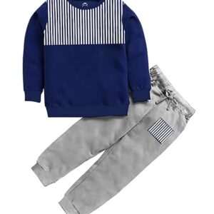 British Kings Boys Set 100% Cotton Brushed fabric Cut and Sew Stripe pattern at front - Stylish Long Sleeve T Shirt With Joggers.