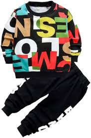 Googo Gaaga Boy's Cotton Full Sleeves Printed Sweatshirt with Pant in Multi Color