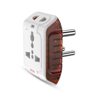 Goldmedal Spice 3-Pin 240V Universal Travel Adaptor with LED Indicator (White) - Pack of 1, Compatible with Worldwide Plugs