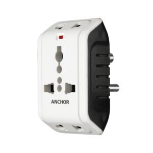ANCHOR 6A 3 Pin Multi Plug Socket Travel Adapter with Universal Socket, 3 Pin Multi Plug Extension Socket (White)