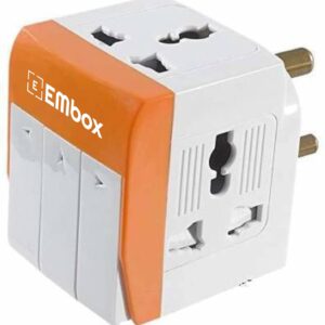 EMBOX 3 Pin Multi Plug Socket-Universal Travel Adapter with Individual Switch Safety Shutter LED Indicator-3 Way Plug Extension for Home Office Travel-5A-250V (Orange) Visit the EMBOX Store