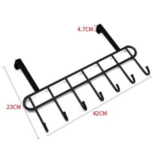 Everline Multi - Functional Steel Over The Door Hook Hanger Organizer/Wall Hook Rack for Hanging Clothes, Towel in Room, Kitchen, Bathroom - Black (7 Hook)