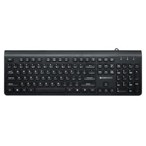 ZEBRONICS K51 Wired Keyboard with 105 Keys, 1.3m Cable, ₹ Key, USB Interface, 12 Integrated Multimedia Keys, Slim Design, Plug and Play (Black)