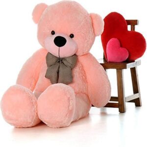 . LOVEY DOVEY Soft Toys Long Soft Lovable Huggable Cute Giant Life Size Teddy Bear easly Washable 100% Child Safe Best Gift for Birthday Gift Valentine Gift for Girlfriend 5 FEET Pink