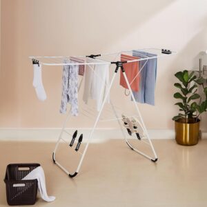 amazon basics - Foldable Clothes Alloy Steel Drying Stand - Black, 107 Centimeters