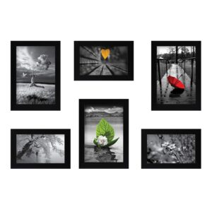Amazon Brand - Solimo Collage Set of 6 Black Photo Frames (4 X 6 Inch - 3 & 5 X 7 Inch - 3)