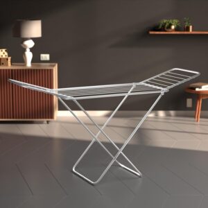 amazon basics Premium Cloth Drying Stand - 3 Way Folding, 42 Feet Drying Length, 20 Drying Rails, Lightweight (Silver)