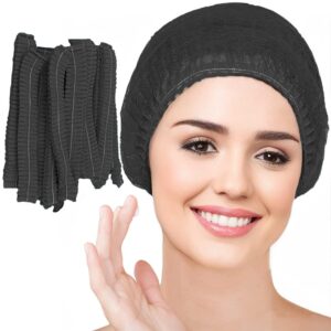 Kodenipr Club Disposable Nonwoven Bouffant Caps, Hair Net, Cap Fo Salon, Spa, Catering, Dust-free Workspace ((Pack of 200), Black)